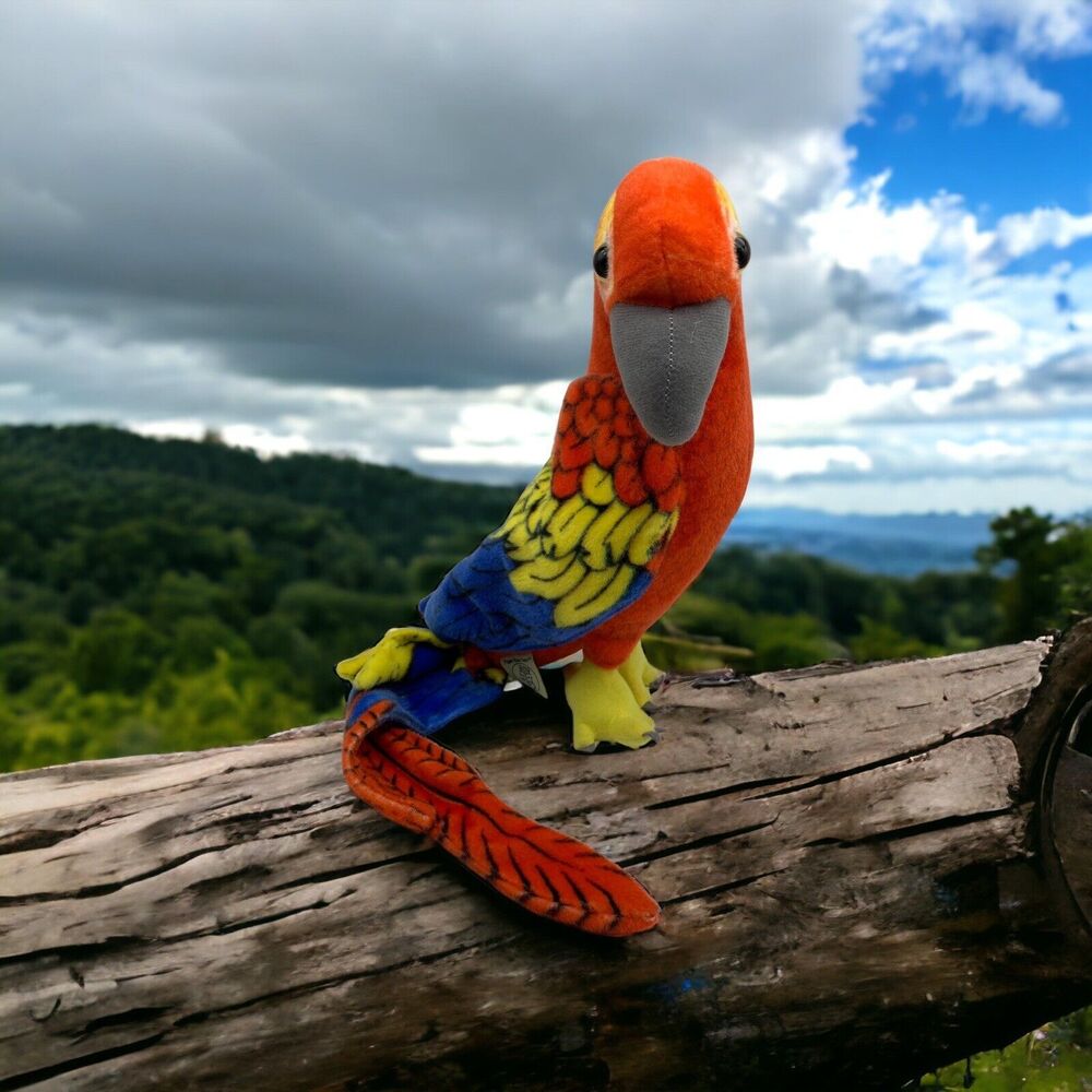 Realistic Tropical Red Macaw Parrot Bird Large Giant Plush Animal Tiger Tale Toy